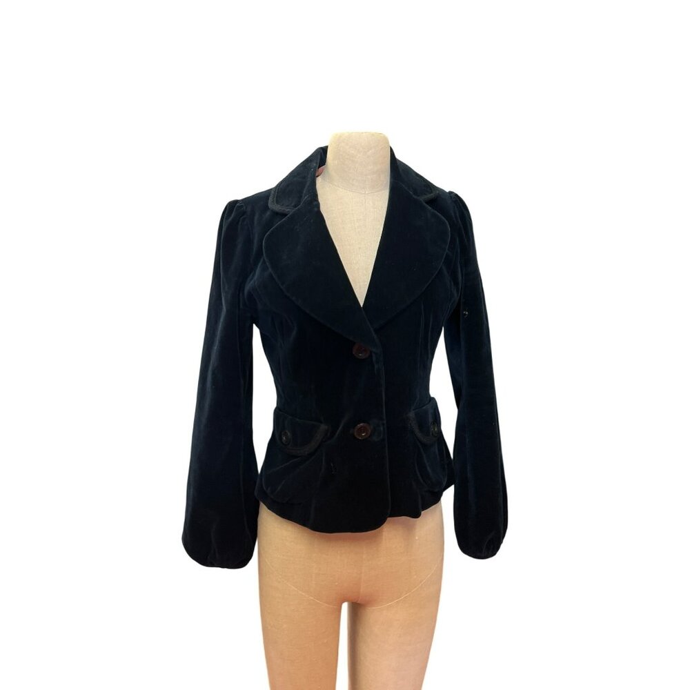 Vintage Bloomsbury London Black Velvet Jacket Feminine Fit Coat